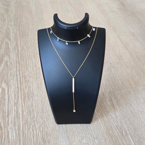 Lulus Alluring Sparkles 14kt Gold Rhinestone Layered Necklace New With Tags - Picture 16 of 16